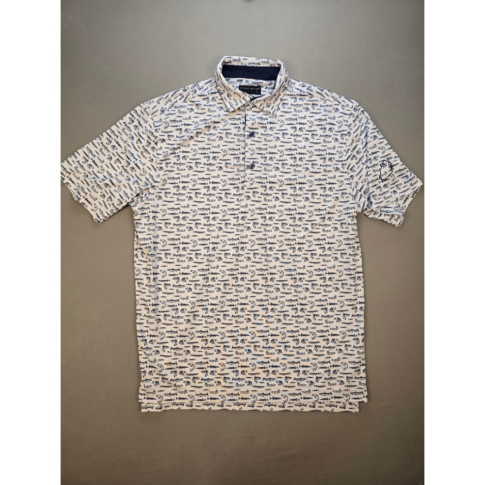 Stony Wilds Muskie Pike Cream Moisture-Wicking Golf Polo - Large